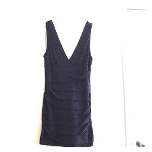BCBG purple and black ruched dress